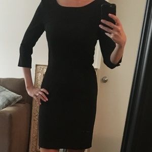 3/4 Length Sleeved Black Dress in Women